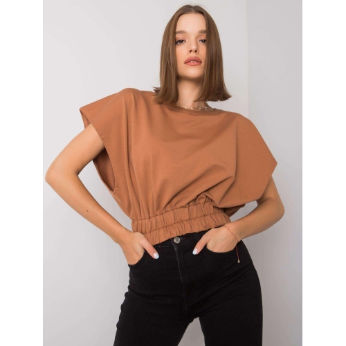 Světle hnědá mikina s krátkým rukávem