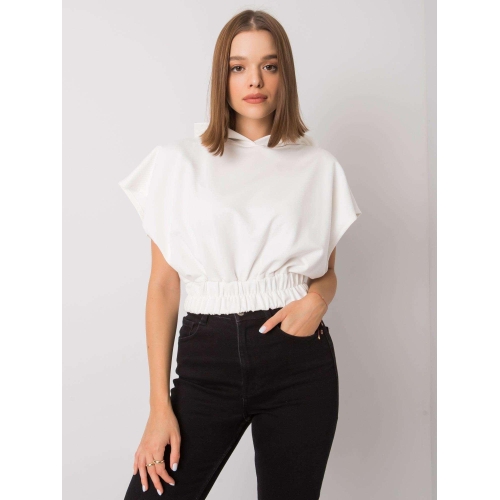 Krátká bílá mikina s kapucí