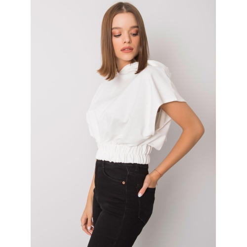 Krátká bílá mikina s kapucí