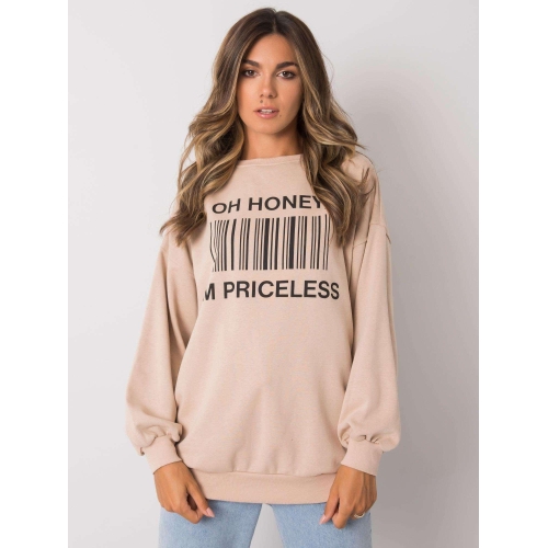 Béžová mikina bez kapuce s nápisem