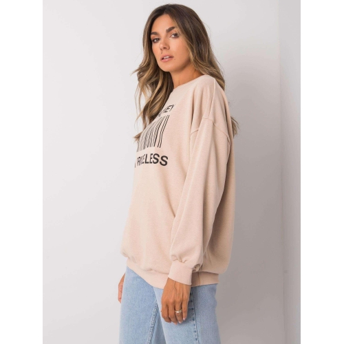 Béžová mikina bez kapuce s nápisem