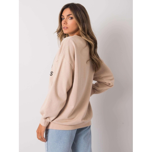 Béžová mikina bez kapuce s nápisem