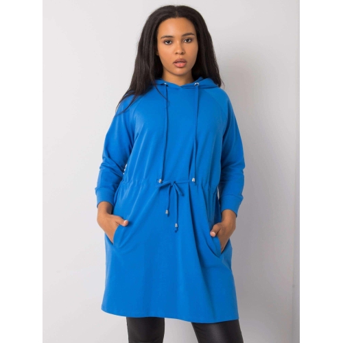 Tmavě modrá dlouhá mikina plus velikosti