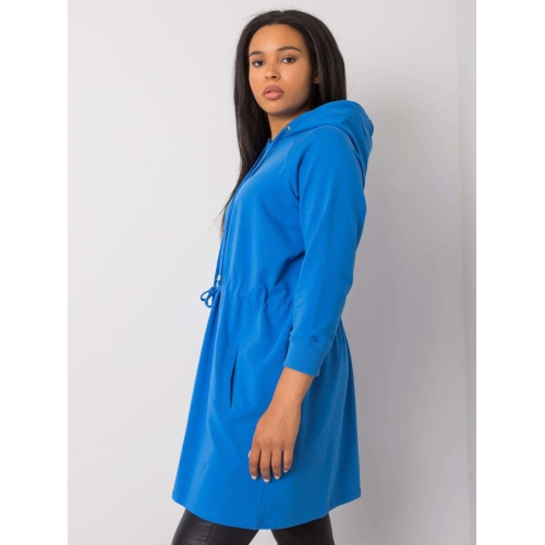 Tmavě modrá dlouhá mikina plus velikosti