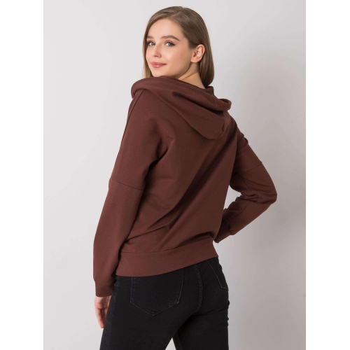 Tmavě hnědá mikina s kapucí na zip