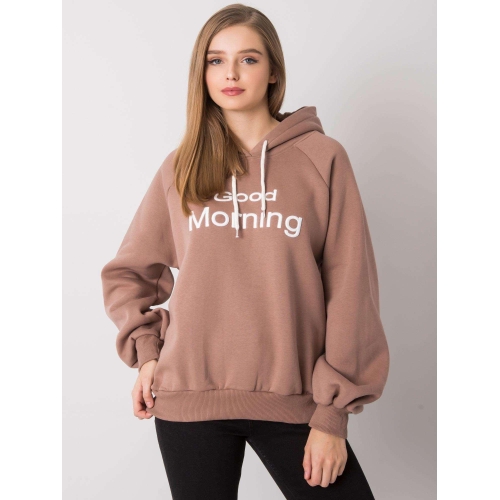 Hnědá vatovaná mikina s kapucí