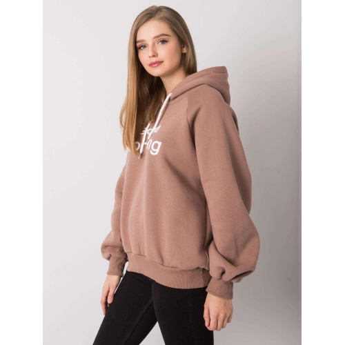 Hnědá vatovaná mikina s kapucí