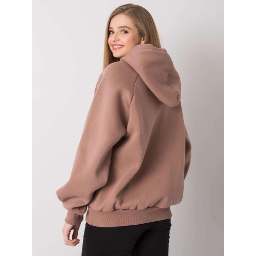 Hnědá vatovaná mikina s kapucí