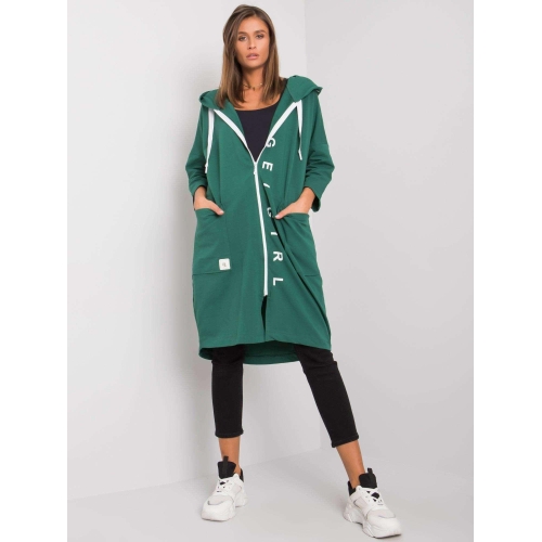 Tmavě zelená mikina s kapucí na zip