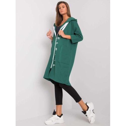 Tmavě zelená mikina s kapucí na zip