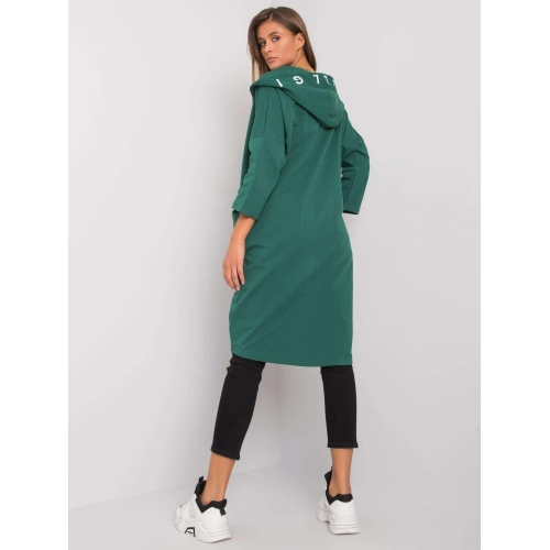 Tmavě zelená mikina s kapucí na zip