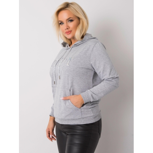 Šedá melange plus velikost mikina s kapucí