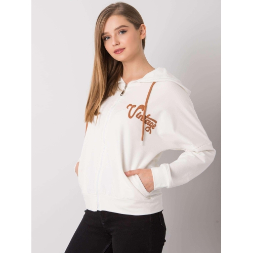 Ecru mikina na zip s kapucí