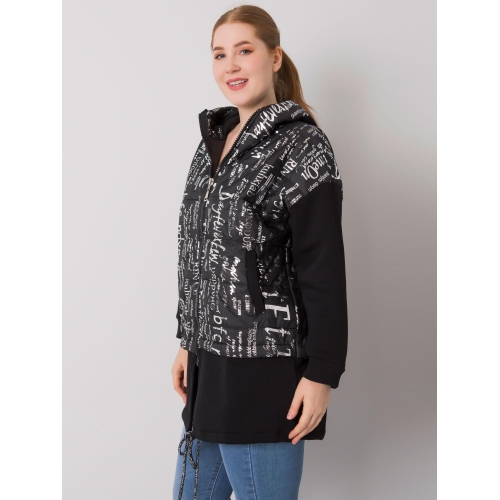 Černá a stříbrná mikina s kapucí větší velikosti