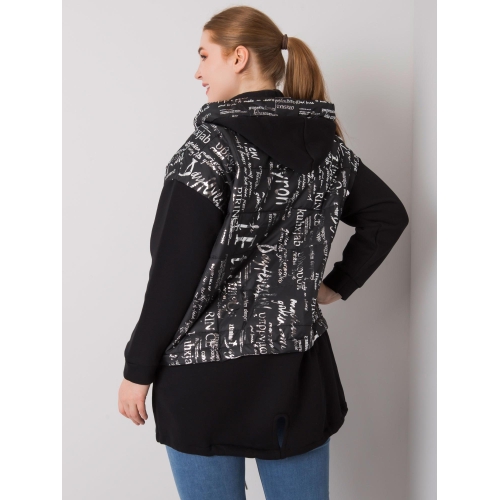 Černá a stříbrná mikina s kapucí větší velikosti