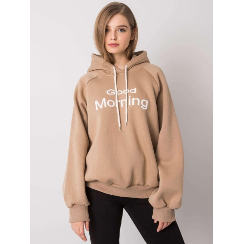 Tmavě béžová vycpaná mikina s kapucí