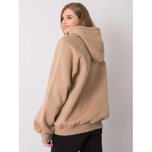 Tmavě béžová vycpaná mikina s kapucí