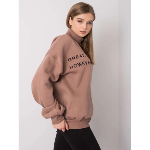 Hnědá zateplená mikina s rolákem