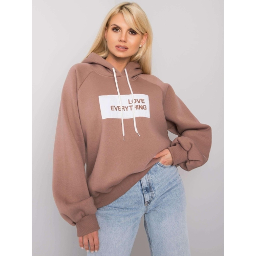 Hnědá vycpaná mikina s kapucí