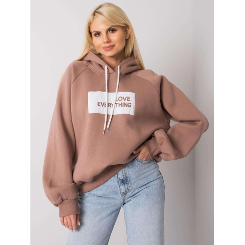 Hnědá vycpaná mikina s kapucí