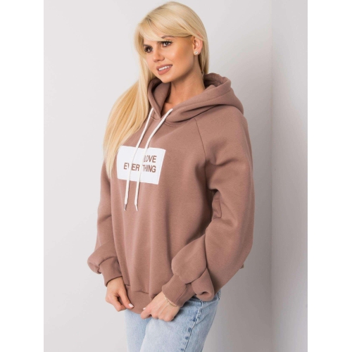 Hnědá vycpaná mikina s kapucí