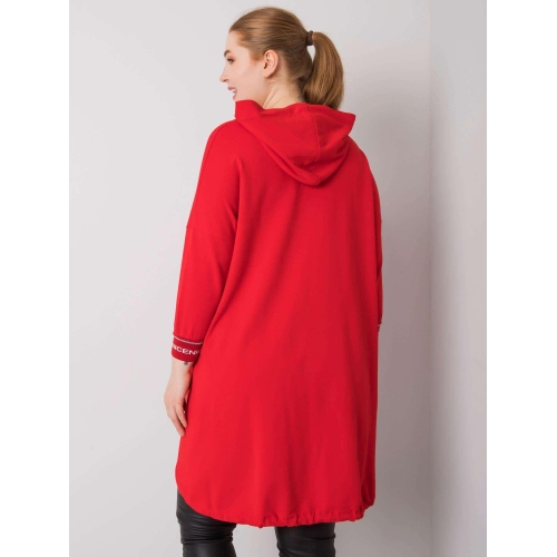 Dámská mikina plus size červené barvy s kapsou