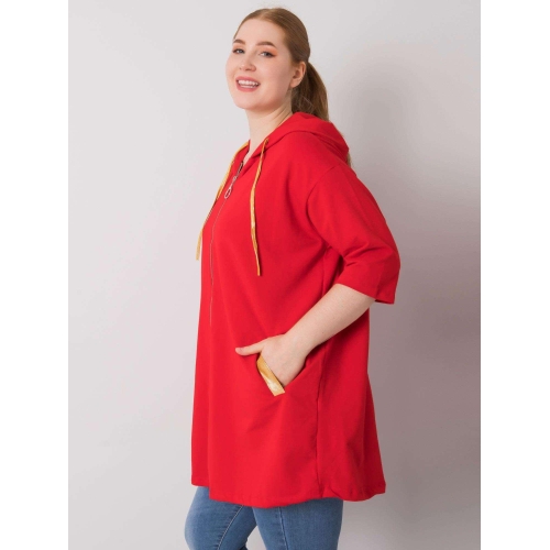 Dámská červená mikina plus size se zapínáním na zip