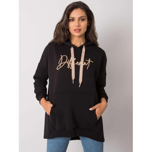 Černá bavlněná mikina s kapucí