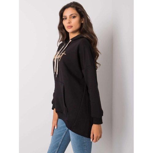 Černá bavlněná mikina s kapucí