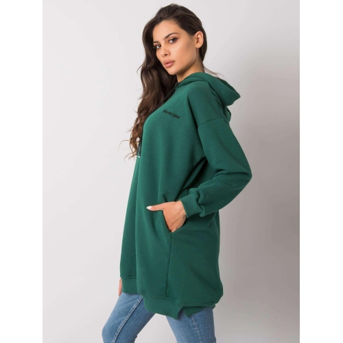 Tmavě zelená dámská mikina s kapucí