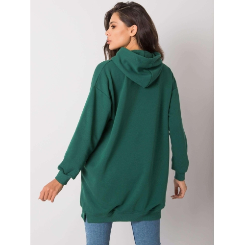 Tmavě zelená dámská mikina s kapucí