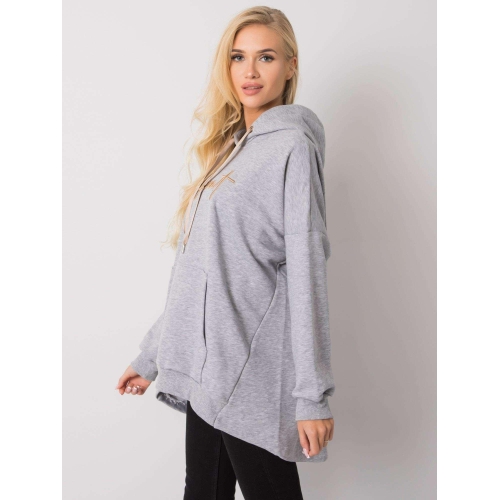 Bavlněná mikina v šedé barvě s kapucí