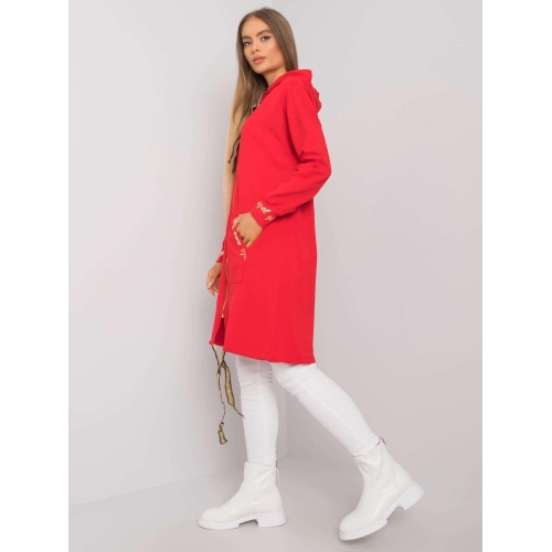 Červená mikina s kapucí na zip