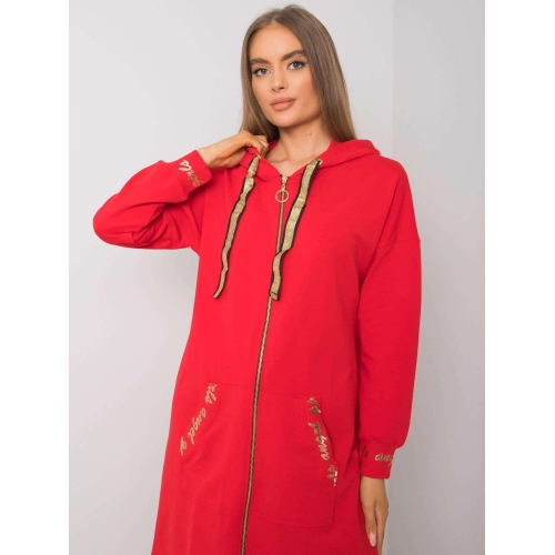 Červená mikina s kapucí na zip