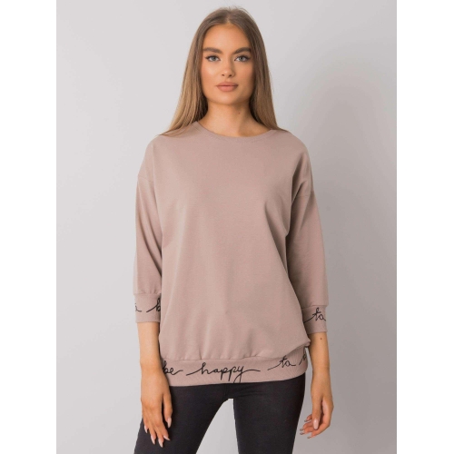 Béžová mikina s nápisy na manžetách