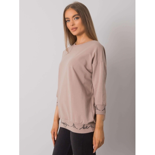 Béžová mikina s nápisy na manžetách