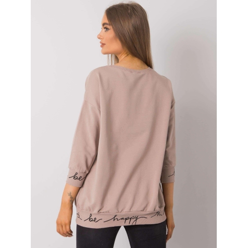 Béžová mikina s nápisy na manžetách