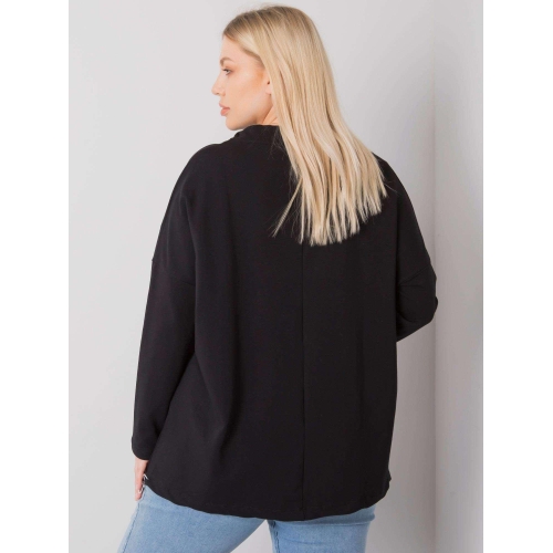 Černá mikina velikosti plus s potiskem a kapsami