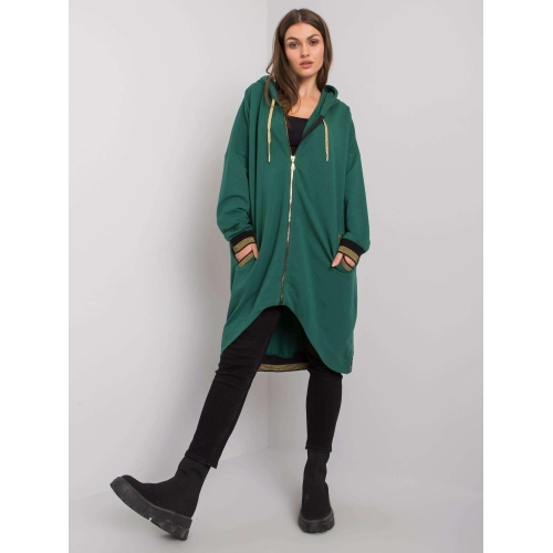 Tmavě zelená bavlněná mikina s kapucí