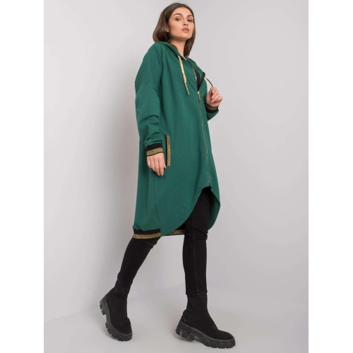 Tmavě zelená bavlněná mikina s kapucí