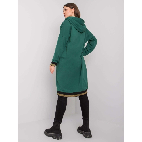 Tmavě zelená bavlněná mikina s kapucí