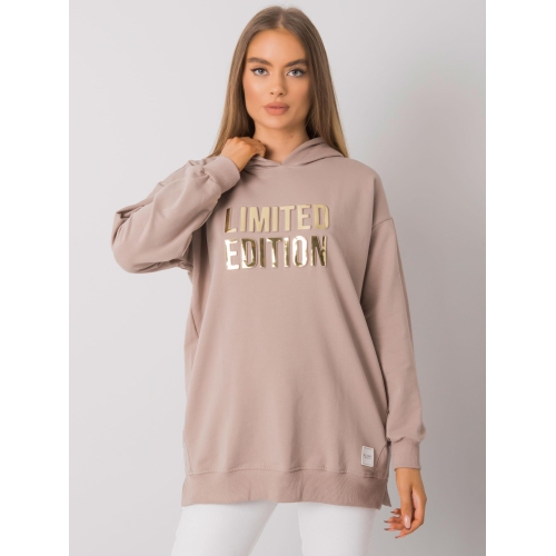 RUE PARIS Tmavě béžová mikina s kapucí