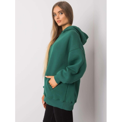 Dámská tmavě zelená bavlněná mikina s kapsami