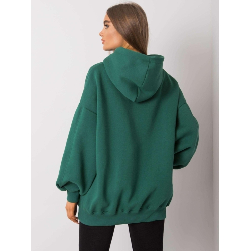 Dámská tmavě zelená bavlněná mikina s kapsami