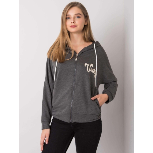 Tmavě šedá melanžová mikina s kapucí