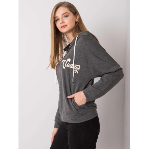 Tmavě šedá melanžová mikina s kapucí