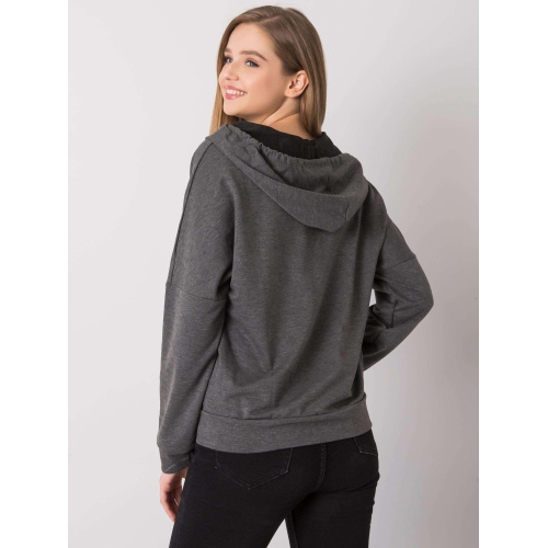 Tmavě šedá melanžová mikina s kapucí