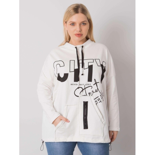 Ecru mikina plus velikosti s potiskem a kapsami