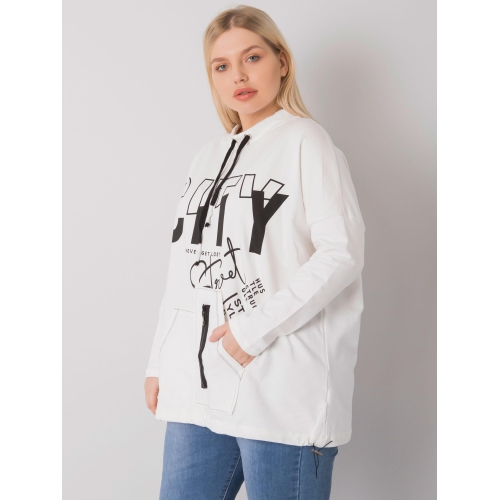 Ecru mikina plus velikosti s potiskem a kapsami