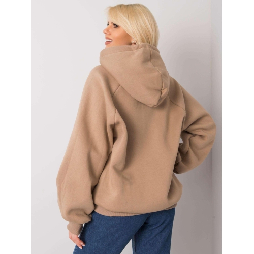 Tmavě béžová vycpaná mikina s kapucí